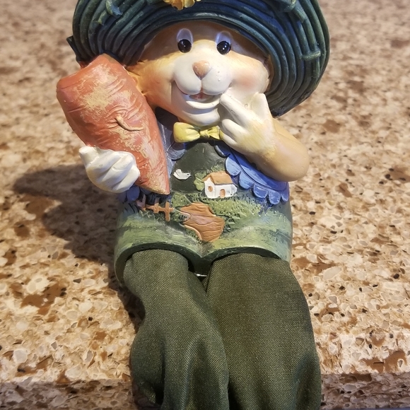 2 Shelf Sitting EASTER BUNNIES w Dangle Legs - Picture 4 of 16